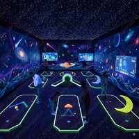 Équipement de terrain de jeux intérieur, projection interactive, murale ciel étoilé, mini LED lumineuse verte + noire 61x381cm, parc d'attractions de golf