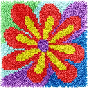 Latch Hook Kits for Adults DIY Rug Crafts Love Rainbow Pattern Color Printed Canvas Latch Hook Kits for Beginner Handmade Crafts