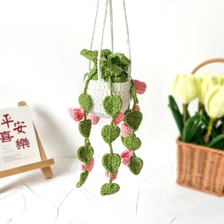 Handgemachte Blumentopf Mini Topf Stricken Pothos Blumen Häkeln Home Office Auto Dekoration Häkeln Blumen