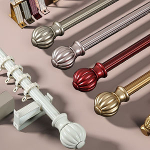 Tringle à <span class=keywords><strong>rideaux</strong></span> romaine moderne de luxe L042, 6 m de long, noir, or, blanc, <span class=keywords><strong>double</strong></span> rail à <span class=keywords><strong>rideaux</strong></span> avec accessoires à anneaux, en métal - Product Image 1