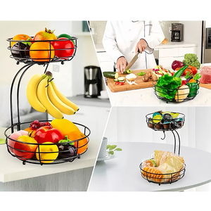 <span class=keywords><strong>Cesta</strong></span> de fruta redonda de doble capa para <span class=keywords><strong>cocina</strong></span> DaS, encimera <span class=keywords><strong>extraíble</strong></span>, <span class=keywords><strong>cesta</strong></span> de almacenamiento de frutas y verduras con gancho de plátano - Product Image 3
