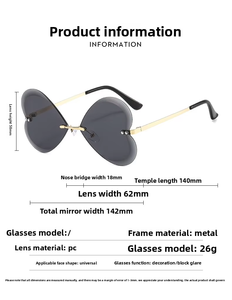 Duchi แว่นตาไล่ระดับสีประดับเพชรแบบไร้กรอบ UV400แว่นกันแดดแนวยุโรปอเมริกัน - Product Image 2