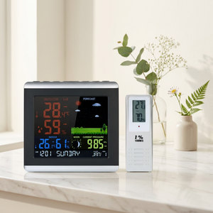 Estación Meteorológica Digital por Radio, Reloj Despertador <span class=keywords><strong>de</strong></span> Escritorio con Control por Voz, Temperatura Interior y Exterior, Humedad, Termómetro, <span class=keywords><strong>Fase</strong></span> Lunar - Product Image 3