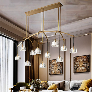 โคมไฟระย้าแบบติดเพดานทำจากทองแดงเป็นเส้นตรงทำจากทองแดงทำจากซีกโลกหรูหราทันสมัยสำหรับตกแต่งในร่ม - Product Image 1