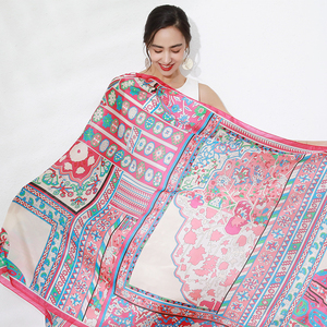 100% dâu tằm Thêm lớn lụa Pashmina khăn khăn choàng và kết thúc tốt đẹp cho phụ nữ buổi tối ăn mặc mùa hè Du Lịch Hoa chăn - Product Image 5
