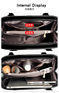 กระเป๋าถือสะพายไหล่หนัง PU ลายเรียบง่ายสำหรับผู้หญิง ความจุเยอะ ดีไซน์หรูหรา - Product Image 6