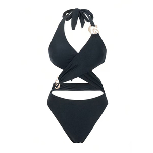 Maillot de bain <span class=keywords><strong>bikini</strong></span> personnalisé à faible MOQ, couleur unie, découpes, <span class=keywords><strong>bikini</strong></span> sexy taille haute, maillot de bain une pièce - Product Image 6