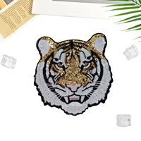 Nouveau design – Écussons brodés tête de tigre à sequins, thermocollants, jaunes, pour sacs, chaussures, chapeaux et vêtements tendance