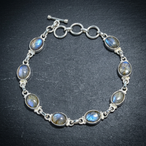 Pulsera de Plata de Ley 925 con Labradorita Natural Hecha a Mano, Clásica, Elegante y Brillante, Ideal para Bodas y Fiestas - Product Image 3