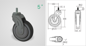 TPR Medical Hospital Equipment Nachlauf rad American Style Gewindes tiel Wasserdicht Anti Rost Nylon Nachlauf - Product Image 3