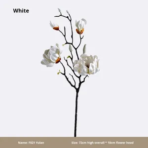 Arreglo de flores artificiales de Magnolia de estilo chino de varias cabezas, rama única, Pu Magnoliaceae, flor falsa, decoración del hogar - Product Image 6