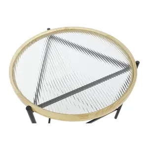 Juego de 2 Mesas Auxiliares de Vidrio y Metal, 62x62x55.5 cm de Alto, 55.5 cm - Product Image 1