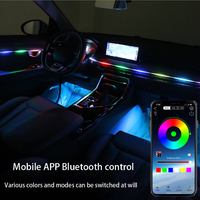 Kit complet d'éclairage d'ambiance intérieur de voiture avec contrôle vocal par application, synchronisation musicale, zones de couleurs mixtes, bande LED pour poignée de porte et éclairage LED pour voiture