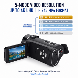 Nouvelle conception de caméra 4K avec capteur CMOS 8MP, <span class=keywords><strong>enregistreur</strong></span> vidéo pour les voyages, les interviews, la photographie, caméra avec zoom optique 10x, caméscope - Product Image 3