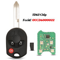 Jingyuqin - Mando a distancia para coche, 3/4 botones, color negro, 315/433 MHz, ID63, 80 bits, para C-Max, Edge, Escape, Focus, Mazda, Mercury, OUCD6000022