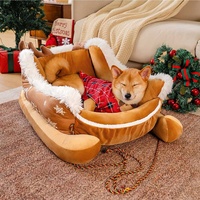 Lit pour animaux de compagnie ZOZOOY, édition limitée de Noël, amovible, lavable, en peluche chaude pour l'hiver, pour chiens et chats, avec motif flocon de neige
