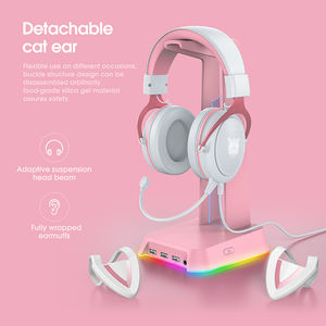Audífonos Gamer <span class=keywords><strong>ONIKUMA</strong></span> <span class=keywords><strong>X10</strong></span> Blancos y Rosas con Orejas de Gato, Audífonos con Cable, Oreja de Gato, Audifono Gamer - Product Image 6