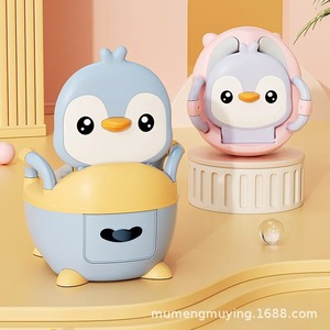 Penguin Potty <b>Seat</b> For Toddlers With Lid And <b>Storage</b> Drawer PP Material Cartoon Design Baby Toilet Training Chair - Product Image 1