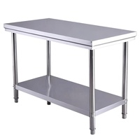 Table de préparation de cuisine modulaire 4FT 5FT amovible à 2 niveaux en acier inoxydable avec étagère inférieure pour la maison, le bureau, le restaurant, l'hôtel
