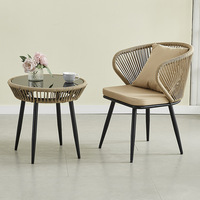 Ensemble de mobilier de jardin pour café, table et chaises combinées, chaise en rotin avec dossier pour terrasse, balcon, extérieur, restaurant