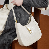 Sac à bandoulière en cuir véritable à motif crocodile, grande capacité, style urbain simple, pour un usage quotidien