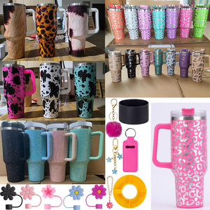 40oz 1200ml 1180ml Grado alimenticio Gran capacidad H2.0 Adventure Vasos de acero inoxidable con pajitas y asas Cheetah Cow Print - Product Image 1