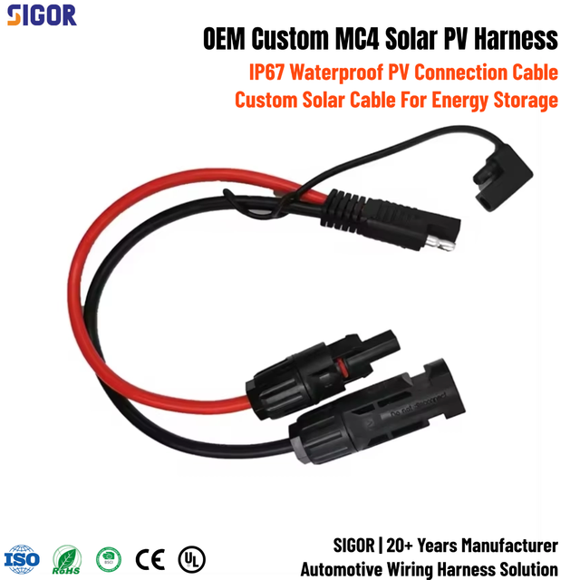 Custom Photovoltaic Connection Harness MC4 Waterproof Plug Cable for Solar Panel Power Station OEM Development Mass Production