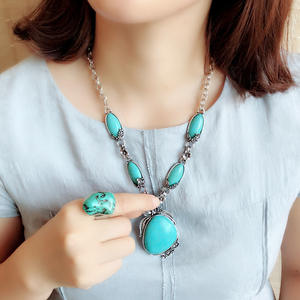Fashion Multilayer Bohemian Irregular Western <b>Indian</b> Vintage Boho Turquoise Stone Necklaces <b>Jewelry</b> <b>Set</b> for Women - Product Image 1