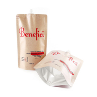 Sac d'aspiration en papier kraft marron personnalisé anti-fuite pochette à bec pour boisson liquide de haute qualité