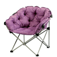 Fauteuil lune pliant d'extérieur en métal épaissi, portable, chaud et confortable, pour la plage et le camping, grand fauteuil rond de détente