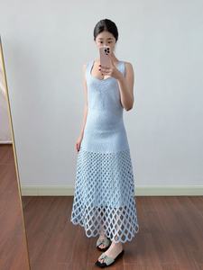 Conjunto <span class=keywords><strong>de</strong></span> Vestido <span class=keywords><strong>de</strong></span> Moda para Vacaciones, Elegante Abrigo <span class=keywords><strong>de</strong></span> Punto Calado con Vestido Halter, Conjunto <span class=keywords><strong>de</strong></span> Dos Piezas - Product Image 3