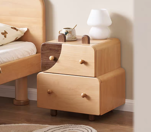 E2022 <strong>Beech</strong> Wood 2 Drawer Cartoon Kid Bedstand Children Nightstand Boy <strong>Bedside</strong> <strong>Table</strong> Girl Night <strong>Tables</strong> - Product Image 3
