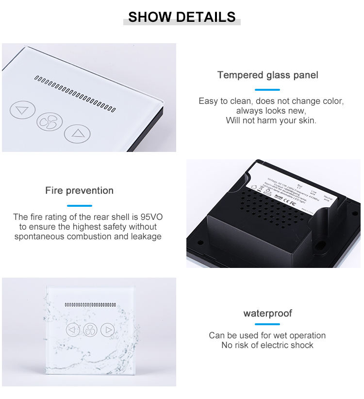 Glomarket Tuya WiFi Smart Wall Switch Remote Control For Ceiling Fans / LED Light