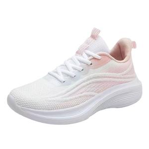 Zapatos Deportivos de Primavera y Otoño para Mujer, Transpirables, Ligeros, Casuales, para Correr, con Tacón Medio, Suela Plana, Blanco y Rosa - Product Image 5