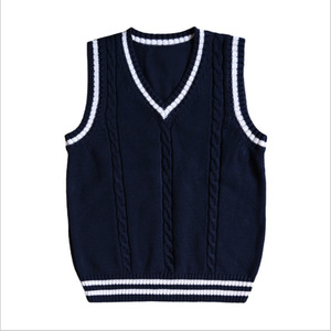 <span class=keywords><strong>Gilet</strong></span> en coton tricoté doux style universitaire pour enfants, uniforme scolaire pour garçons et filles, style preppy - En stock - Product Image 5