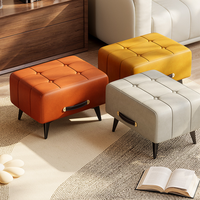 Tabourets de luxe dorés en cuir, style nordique, modernes, pour maquillage, salon, meubles de maison, marchepieds, chaises en métal, ottomanes
