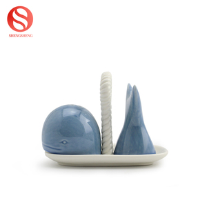De cerámica blanca, <span class=keywords><strong>caracol</strong></span> de mar diseño de concha de sal y pimienta con placa - Product Image 6