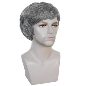 JAMBALAYA <span class=keywords><strong>Peluca</strong></span> de <span class=keywords><strong>Hombre</strong></span> de Primera Calidad, Natural y Realista, Sin Encaje, Color Gris <span class=keywords><strong>Degradado</strong></span>, <span class=keywords><strong>Peluca</strong></span> Corta y Rizada Sintética <span class=keywords><strong>para</strong></span> <span class=keywords><strong>Hombre</strong></span> - Product Image 2
