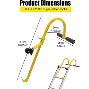 JH-Mech stabilizzatore per scale in acciaio per impieghi gravosi facile da usare gancio per tetto con scala in acciaio da 2 pezzi con ruota - Product Image 5