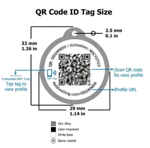 Etiquetas de perro de epoxi de código QR imprimible RFID NFC mascotas URL programable Etiqueta de collares para mascotas