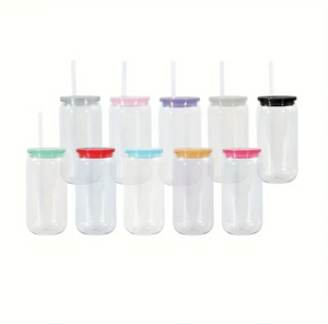 Vaso de Plástico Transparente de 16 oz <span class=keywords><strong>en</strong></span> Oferta, Vaso de Plástico Tipo Lata de Cerveza con Pajita de Plástico y Tapa Acrílica para Vinilo UV DTF - Product Image 2