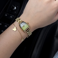 Montre à quartz pour femme Scottie 9906, boîtier carré, cadran en verre minéral, bracelet en acier inoxydable, mouvement à quartz, fermoir papillon, luxe