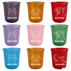 แก้วพลาสติกแบบใช้แล้วทิ้งลาย<span class=keywords><strong>ลูก</strong></span>สุนัข 17 ออนซ์ จำนวน 100 ชิ้น ใส สำหรับงานปาร์ตี้สุนัข งานเลี้ยงฉลองเด็กแรกเกิด ห้องเรียน น้ำแข็ง กาแฟ น้ำผลไม้ เส้นผ่านศูนย์กลาง 90 มม. - Product Image 1