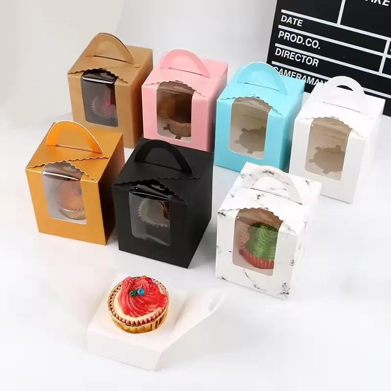 Cupcake Individual Transparent Window 1 Piece Cup Cake Box Muffin portable Box Cupcake Packaging Pastry Box