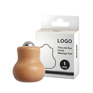 カスタムロゴ入り携帯用ステンレス製フェイシャルアイスローラー木製ひょうたんマッサージツール（ボディビューティーパーソナルケア用） - Product Image 1