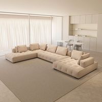 Hochwertiges Italienisches Luxus-Kombinationssofa Modulares Schaumstoffgefülltes Apartment-Wohnzimmer Großes Flaches Villen-Stoffsofa-Set