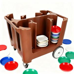 Sunmax Hotel Restaurant Chariot de rangement de vaisselle en plastique Plaque réglable Caddy Plaque à 4 colonnes Compartiment Plate - Product Image 3