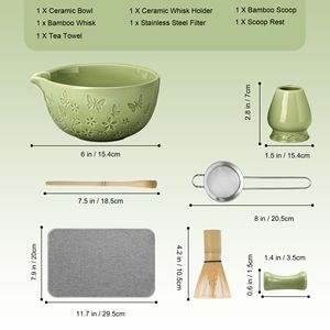 Custom Traditional Japanese-Style 7-Piece High Quality Matcha <b>Tea</b> <b>Set</b> Engraved Bowl Bamboo Hand Whisk Butterfly Pattern Matcha - Product Image 2