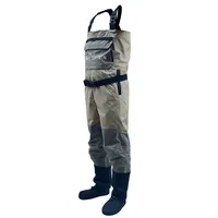 Cuissardes de pêche imperméables 4 couches pour hommes avec pieds intégrés, pour la pêche en rivière et la chasse, avec protection en néoprène anti-gravier