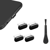 Port de données USB Type-C 5 en 1 pour téléphone portable avec bouchon anti-poussière en métal et ABS et brosse